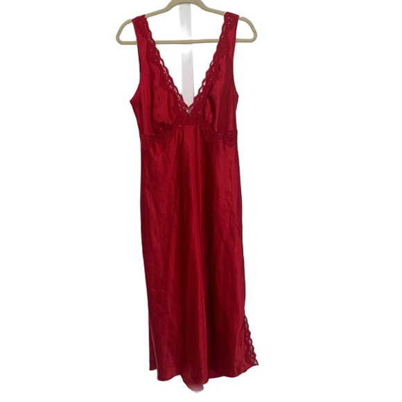 Vintage Expressions by California Dynasty Red Satin Slip Dress - Picture 1 of 10